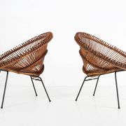 Pair of rattan Lounge Armchairs, 1960s