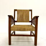 Francis Jourdain armchair in oak and rope 1930