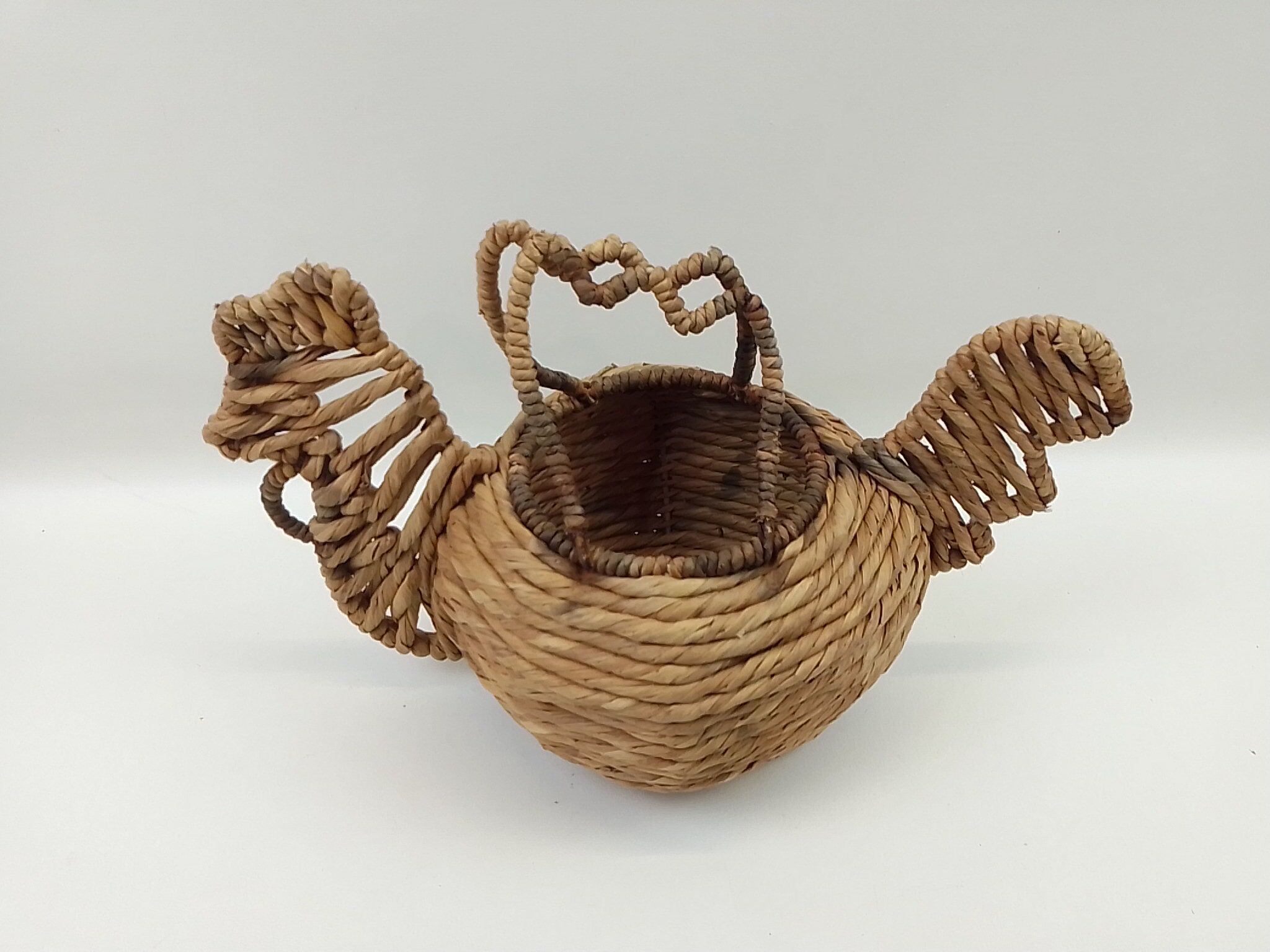 Hen-shaped wicker egg basket