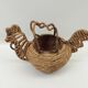 Hen-shaped wicker egg basket