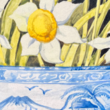 Début du 20ème siècle Nature morte Peinture de jonquilles Cadre noir