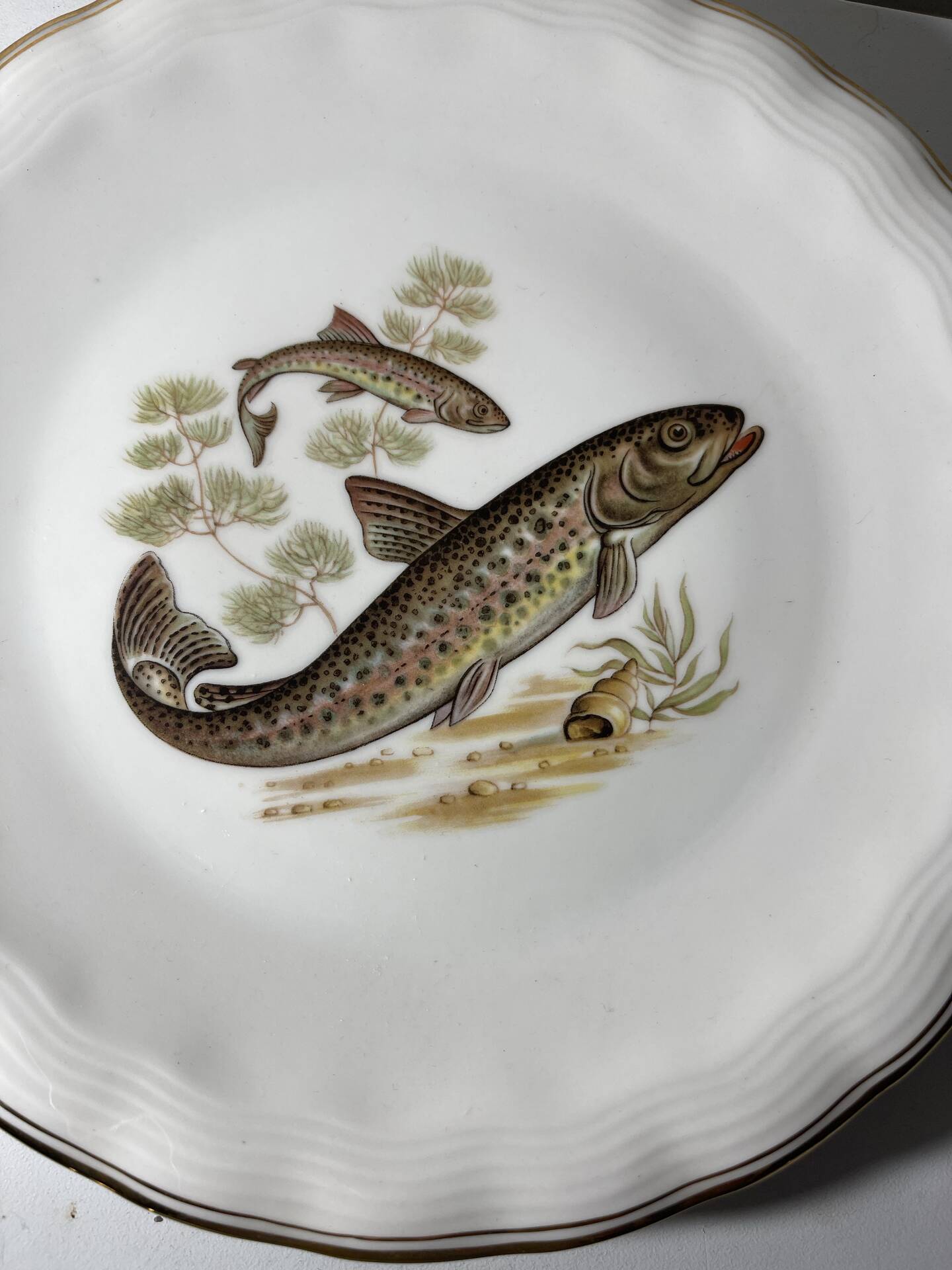 Fish plates in Limoges porcelain – Vintage service for 6