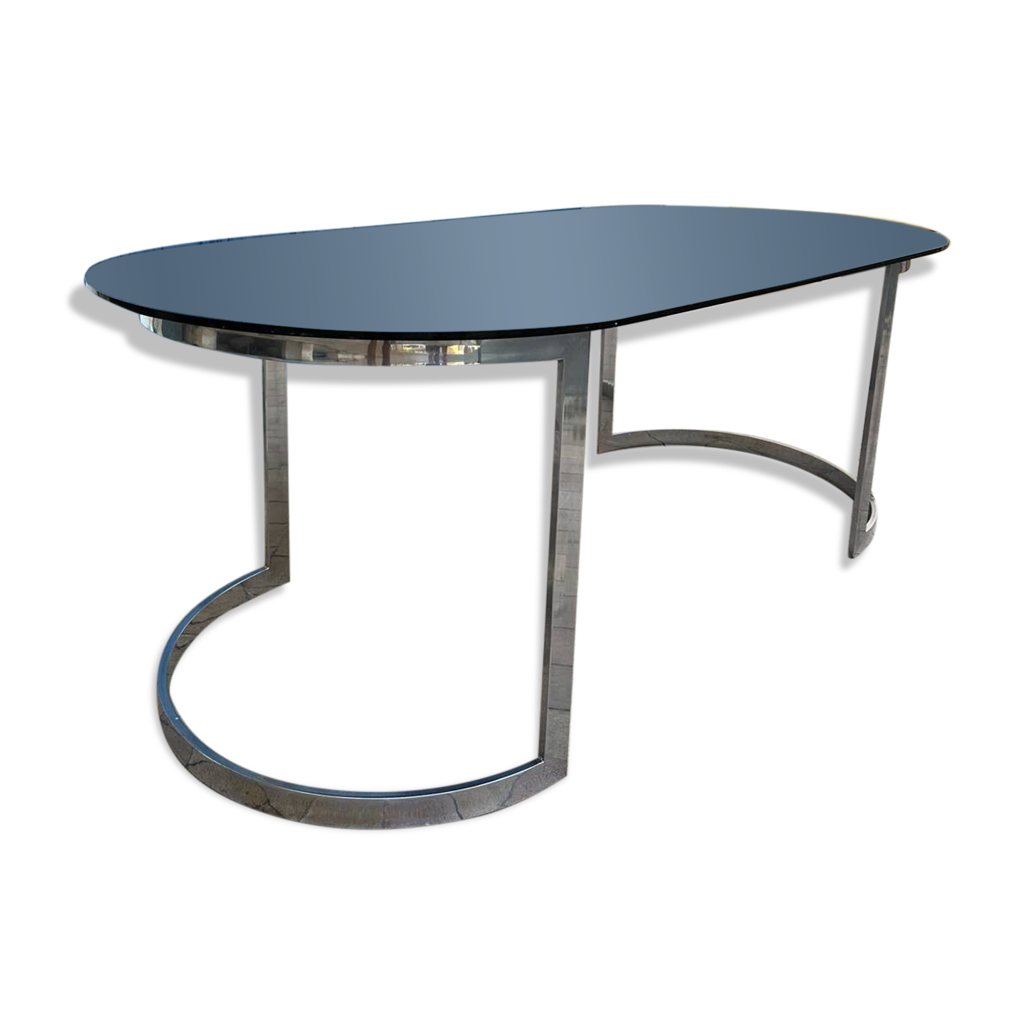 Dining Table in Chrome and Smoked Glass by Milo Baughman, 197