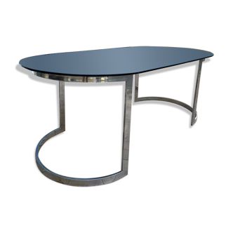 Chrome and Smoked Glass Dining Table by Milo Baughman, 197
