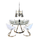 Vintage Chrome French design dining room set Boris Tabacoff 1970s