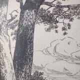 Antique print - Pine, sea and cliff - Lithograph from 1902