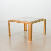 Solid Brass Square Coffee Table after Peter Ghyczy with Smokey Glass Top 70