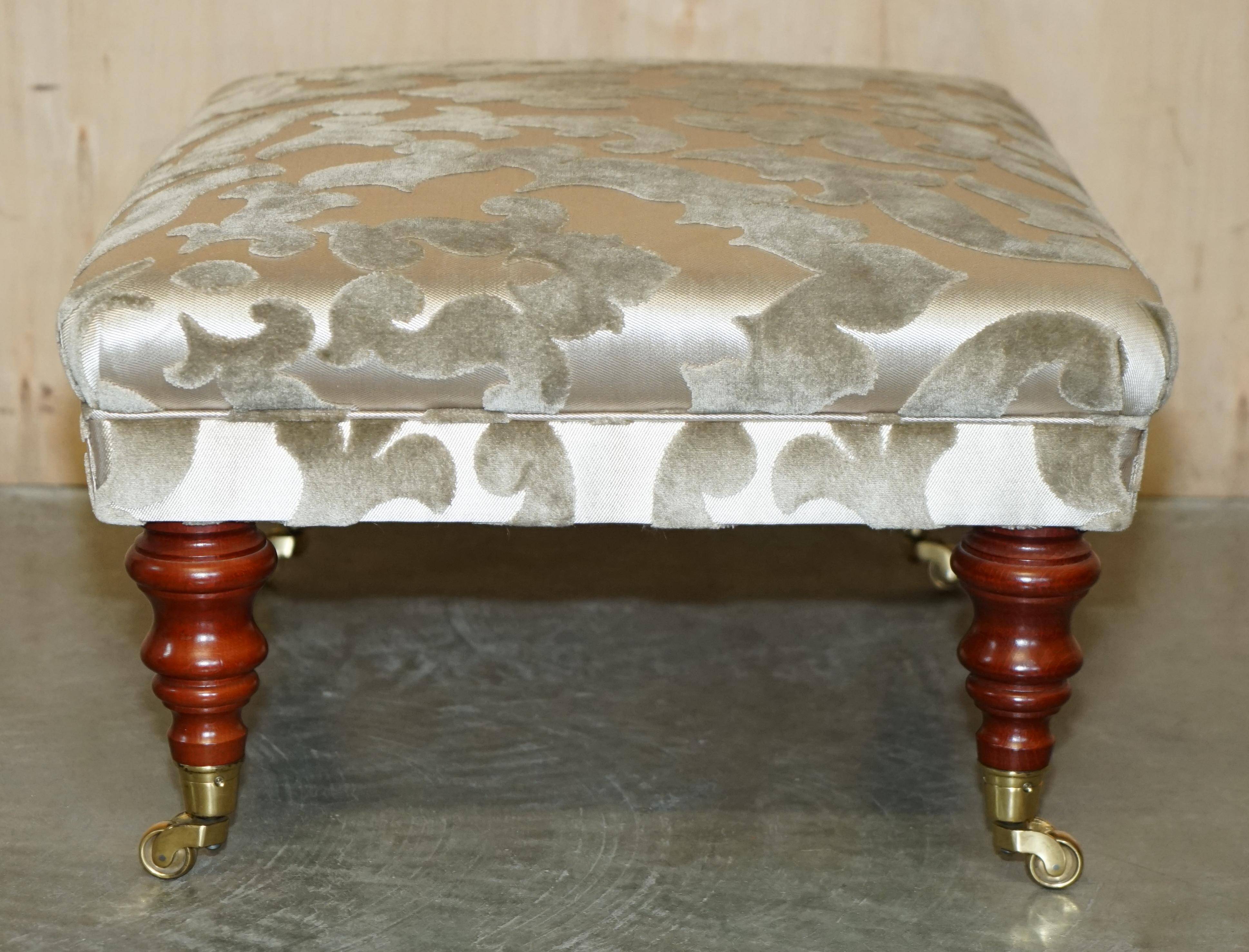 Fabric sofa and footstool, handmade in England.