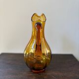 Vintage orange mouth-blown glass pitcher