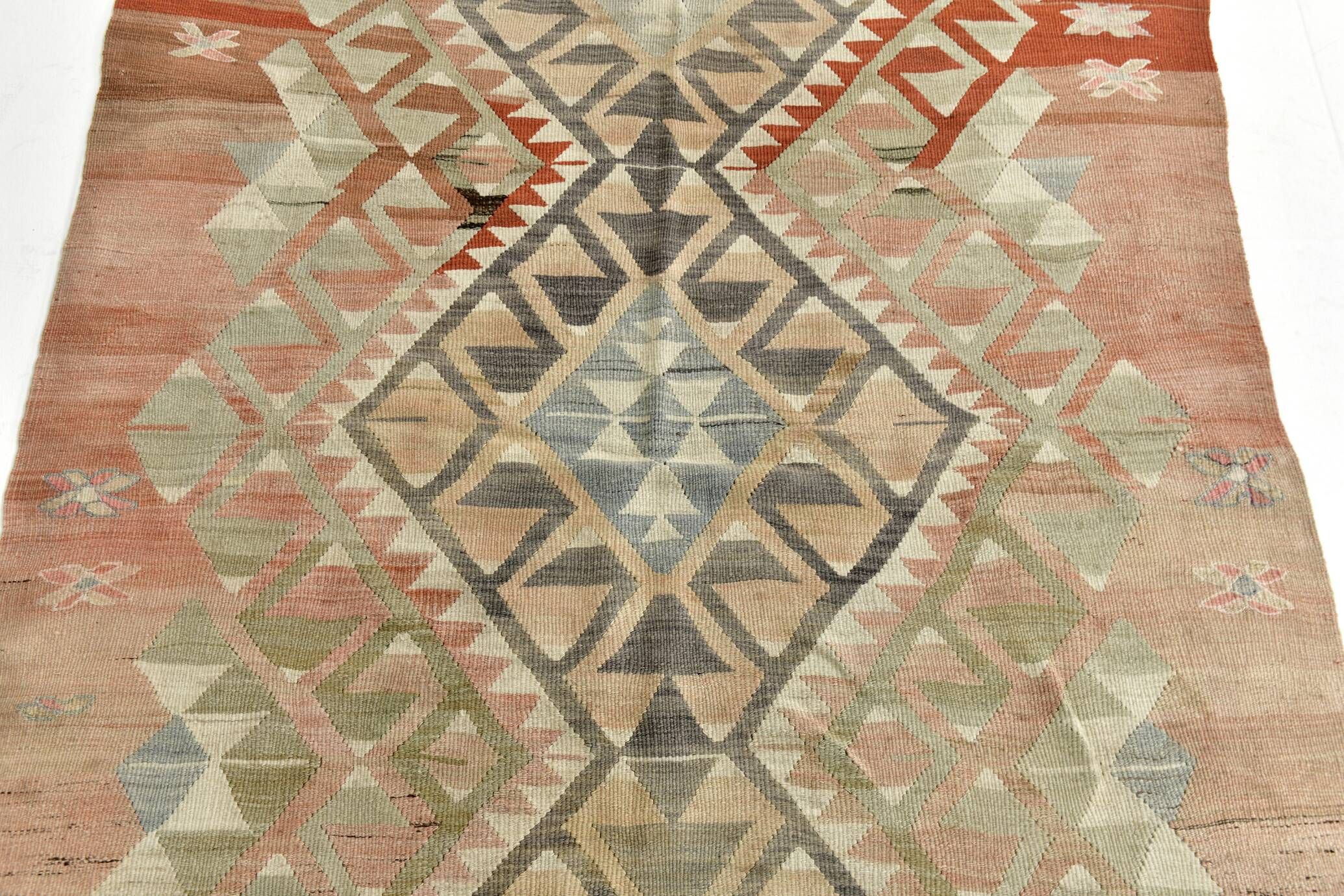 5x7 Brown & Red Turkish Vintage Kilim Rug 148x223Cm SK 35162