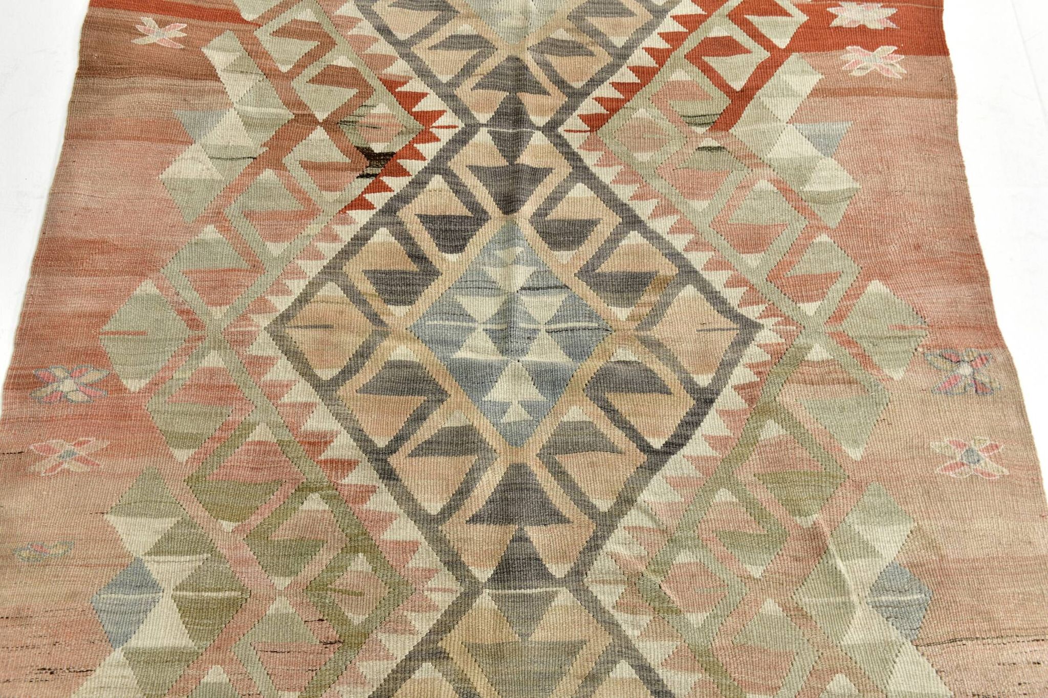 5x7 Brown & Red Turkish Vintage Kilim Rug 148x223Cm SK 35162