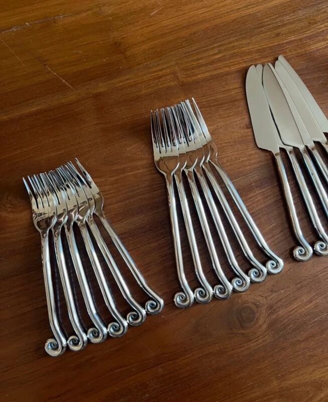 30-piece stainless steel cutlery set - spiral shape, swirls