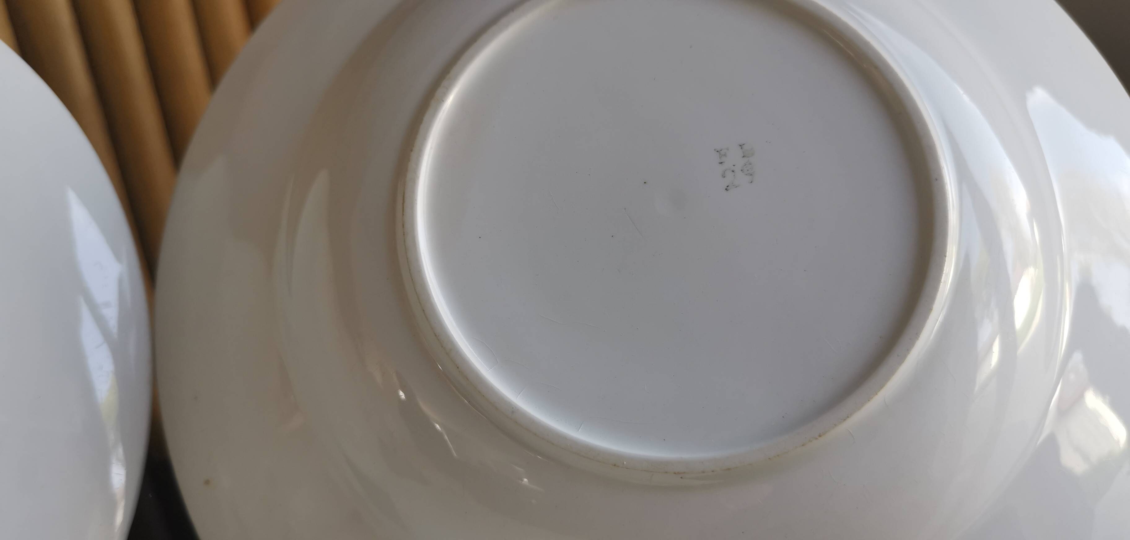 6 old plates mismatched geometric patterns Moulin des Loups, St Amand