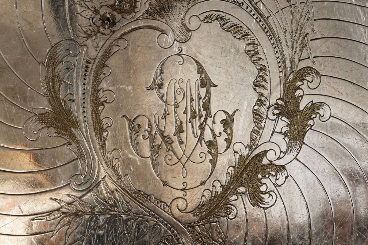 Large silver-plated serving tray, late 19th century.