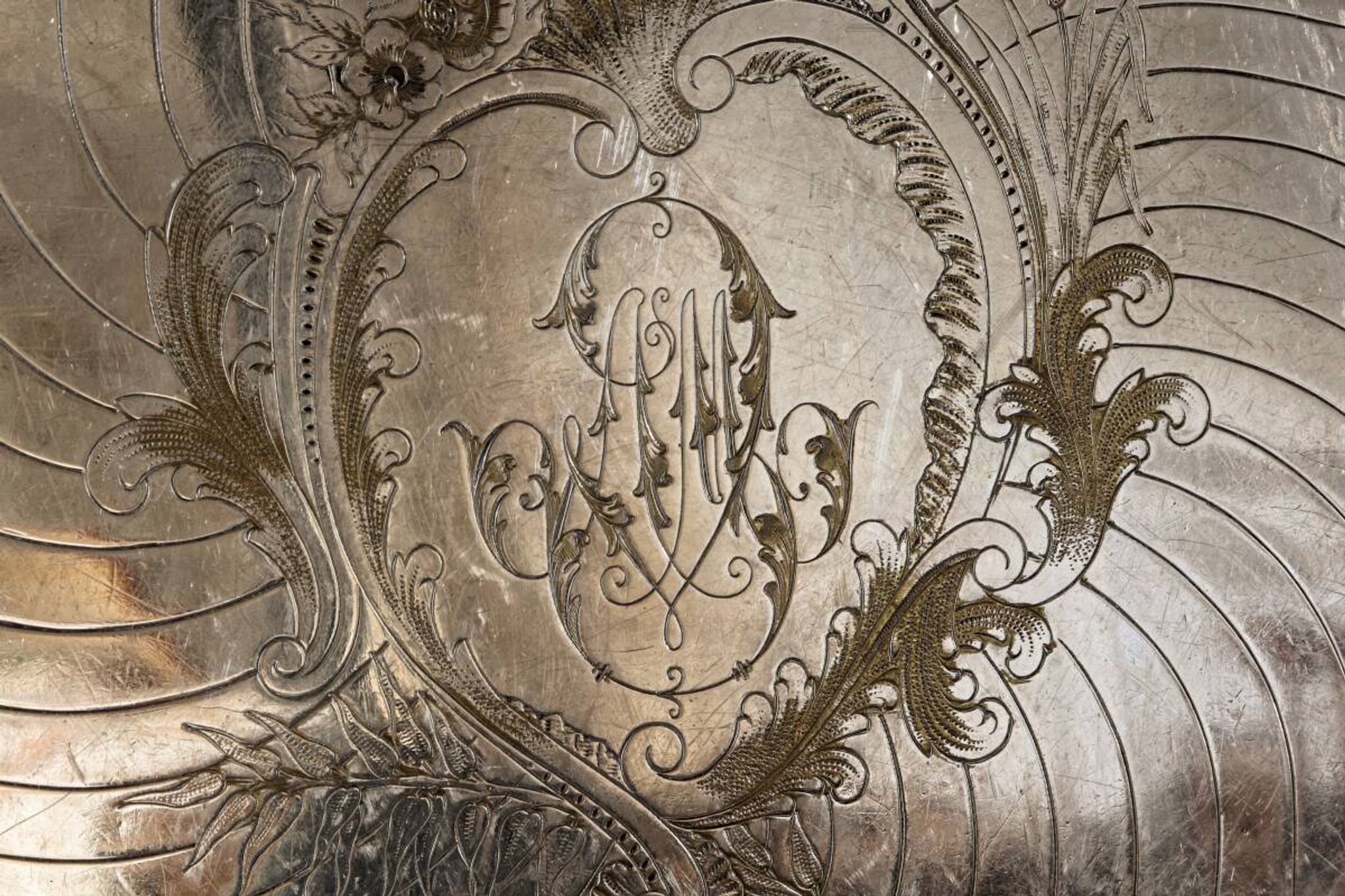 Large silver-plated serving tray, late 19th century.