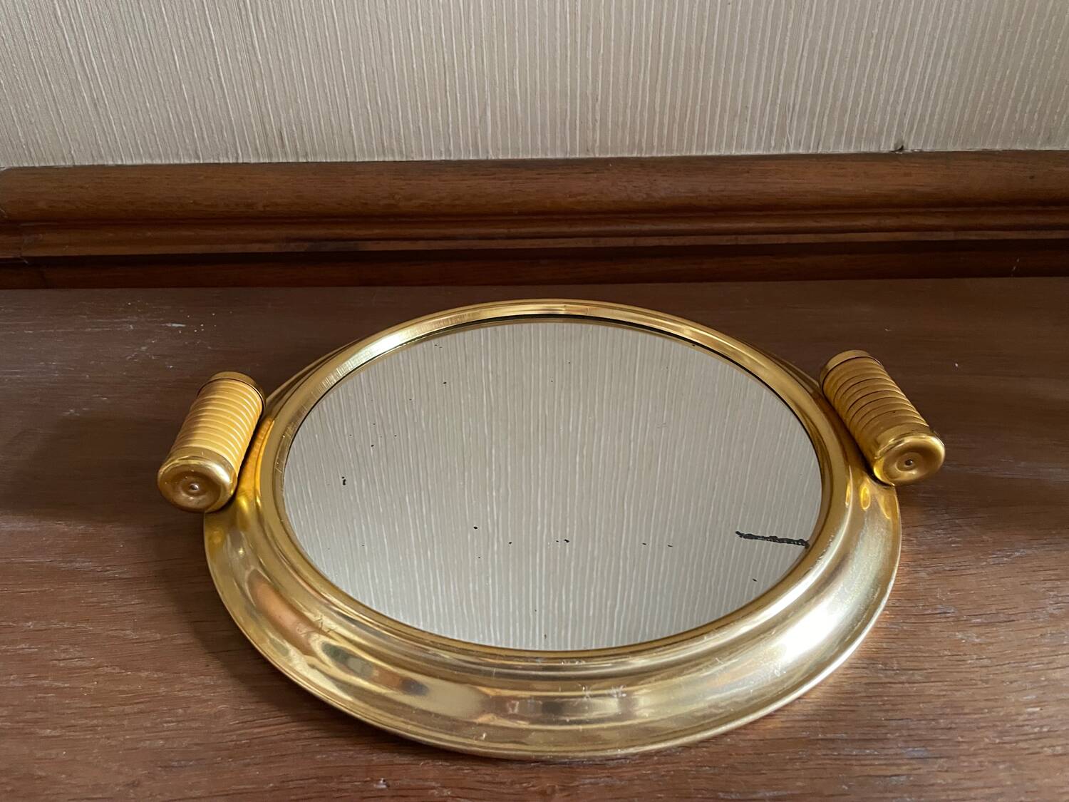 Plateau miroir laiton art déco