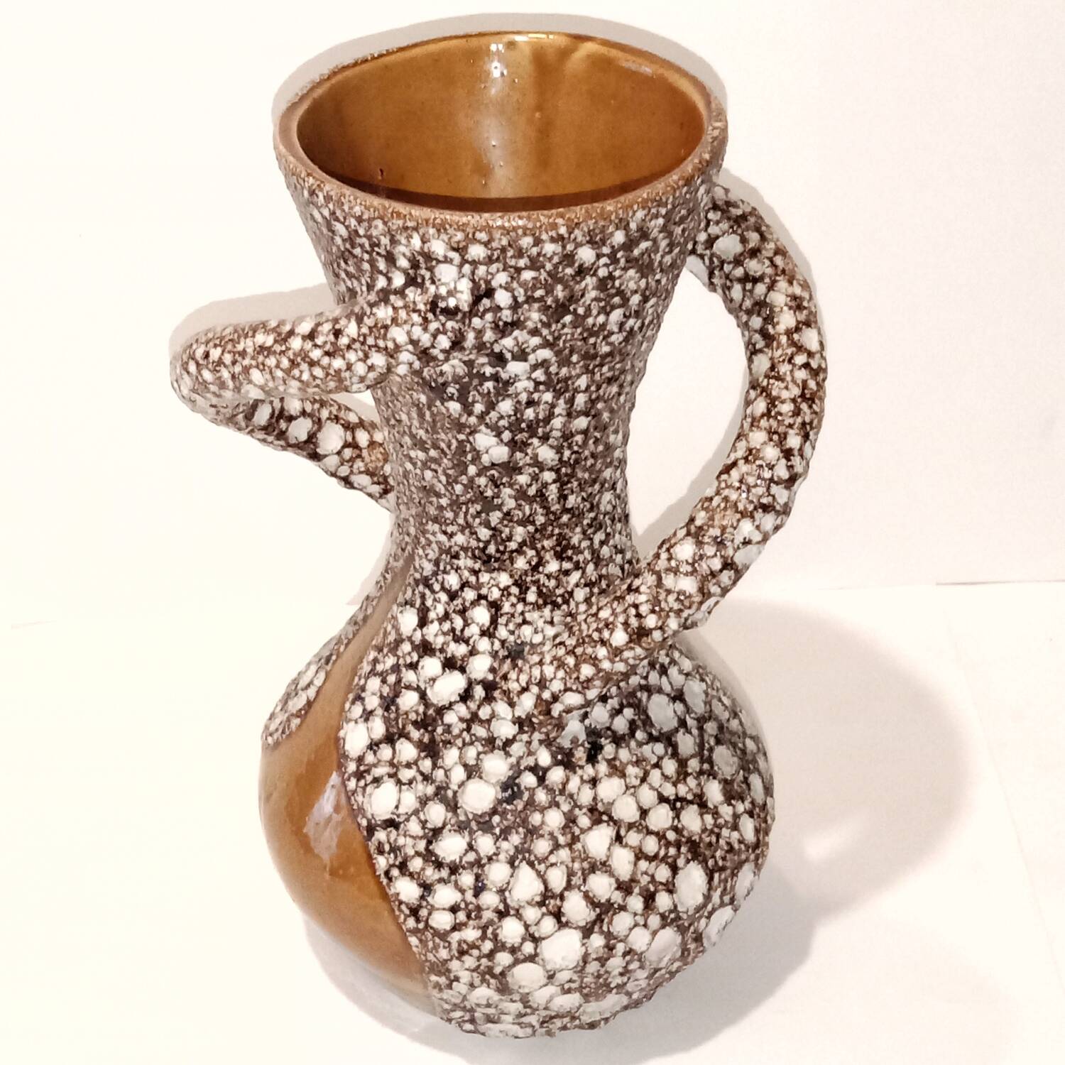 Vallauris Ceramics Fat Lava Spiral Vase Coral 28 cm Vintage