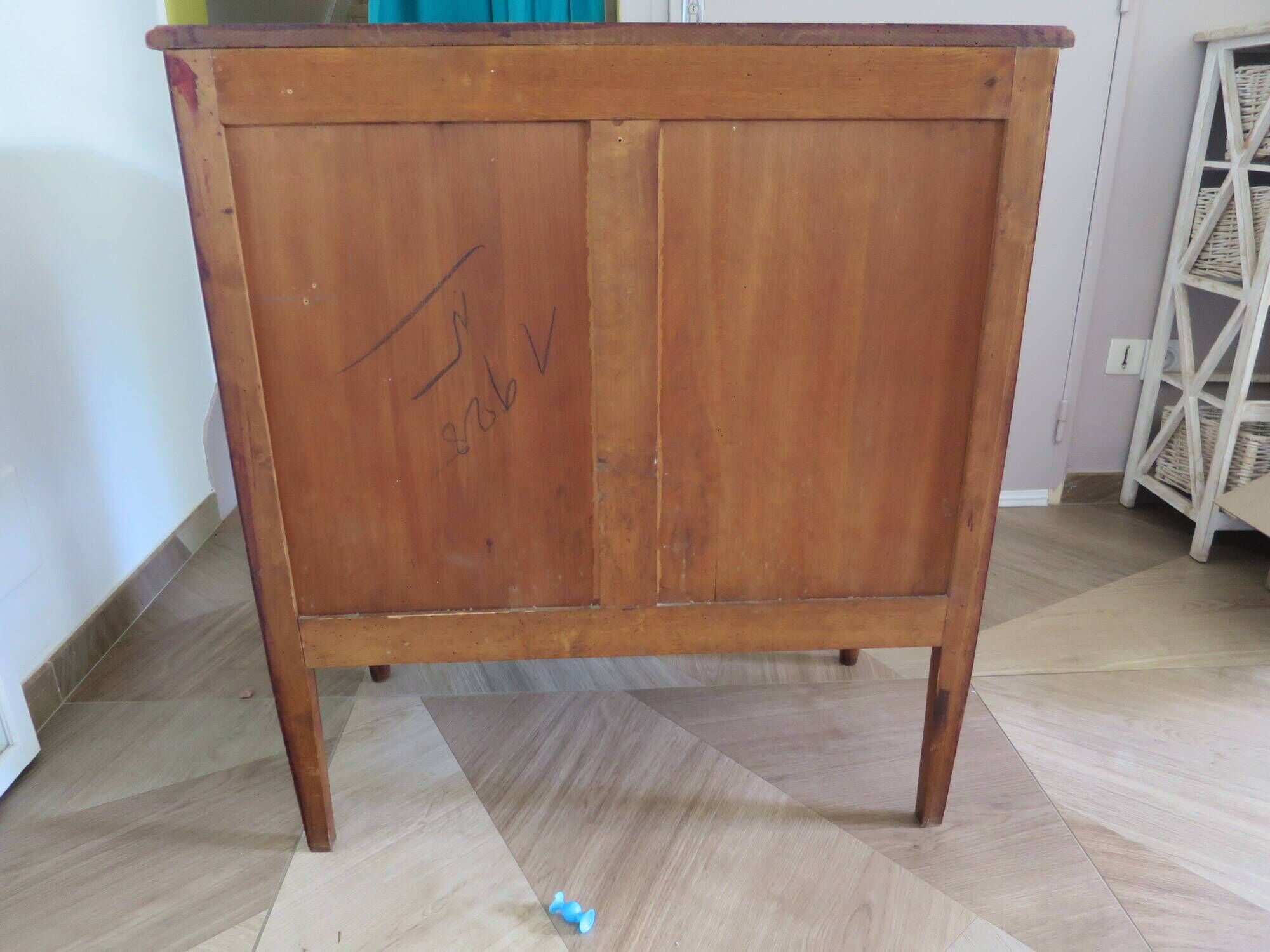 Art Deco chest of drawers - 4 drawers - locks - checkered wood veneer top - 50s