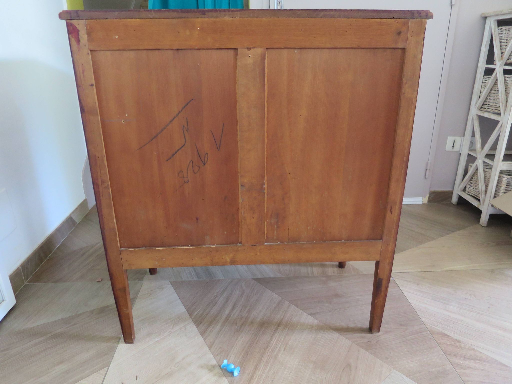 Art Deco chest of drawers - 4 drawers - locks - checkered wood veneer top - 50s