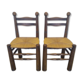 Chaises en chêne atypique "quilles"