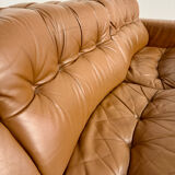 Vintage 1970s De Sede DS-40 camel leather 3-seater sofa.
