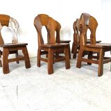 Vintage brutalist dining chairs, set of 6 - 1960s
