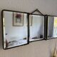 Vintage 1930s triptych barber mirror in ivory faux leather Art Deco - 27 x