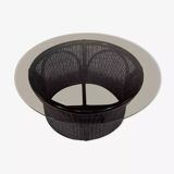 Rattan and smoked glass coffee table