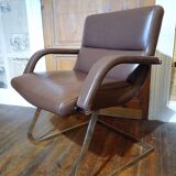 Deux fauteuils cuir et chrome 1970
