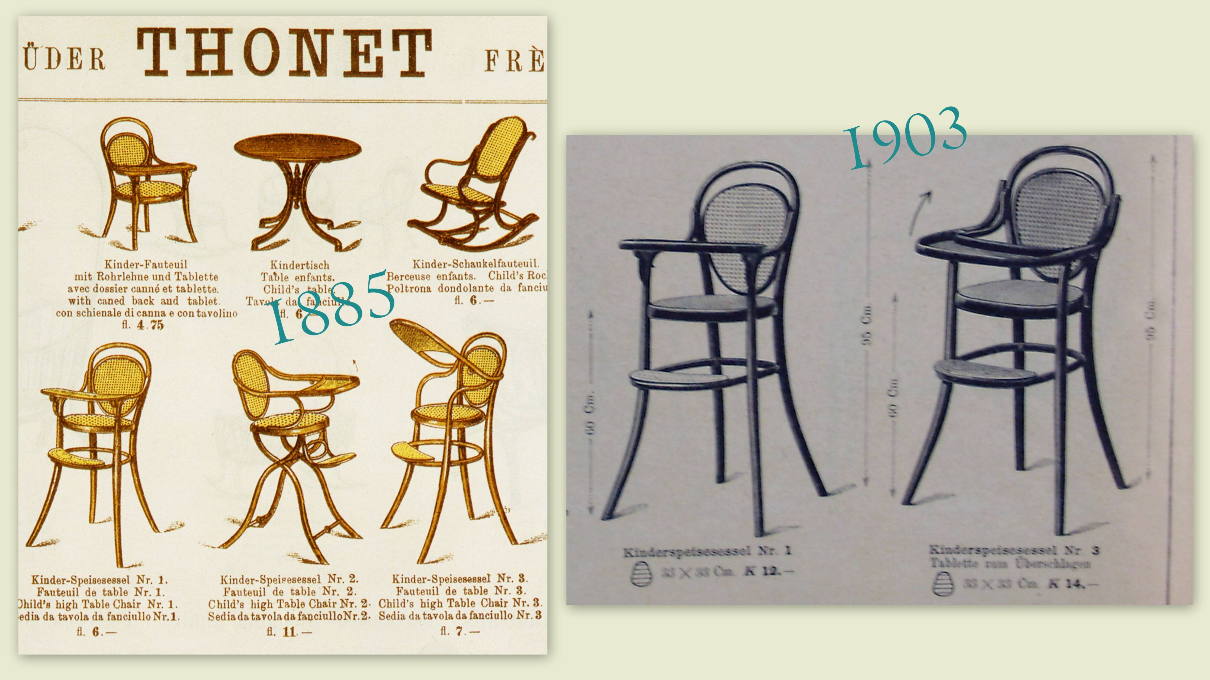 Thonet baby and child high chair, circa 1900-1910