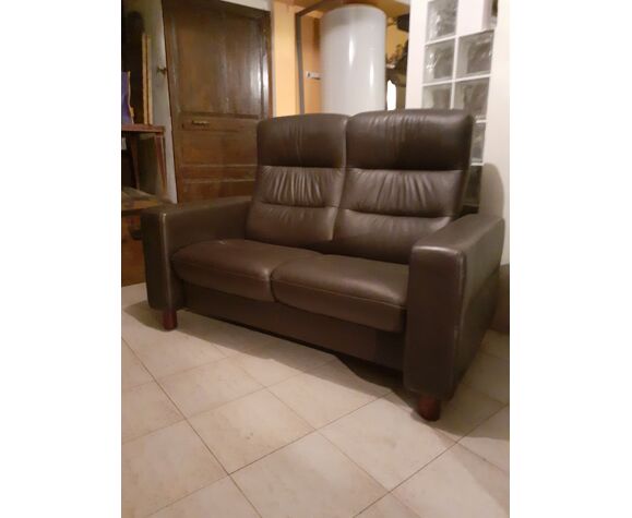 Canapé 2 places Stressless assise ultra confort, cuir Noblesse-Brown, canapé  de grande qualité. | Selency