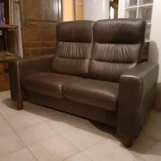 Sofa 2 places Stressless seat ultra comfort, leather Noblesse-Brown, sofa of high quality.