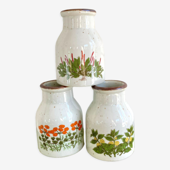 Vases en grès décor herbier