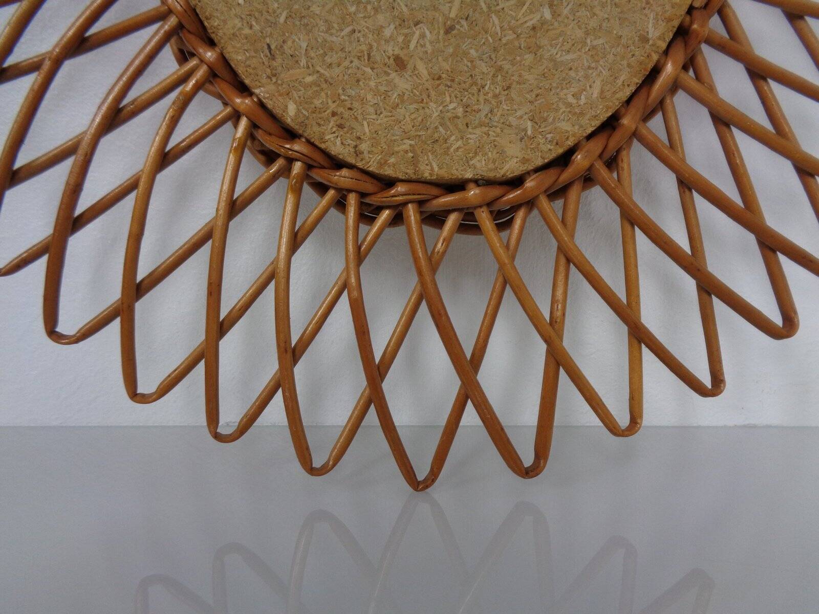 Italian rattan mirror, 1960s