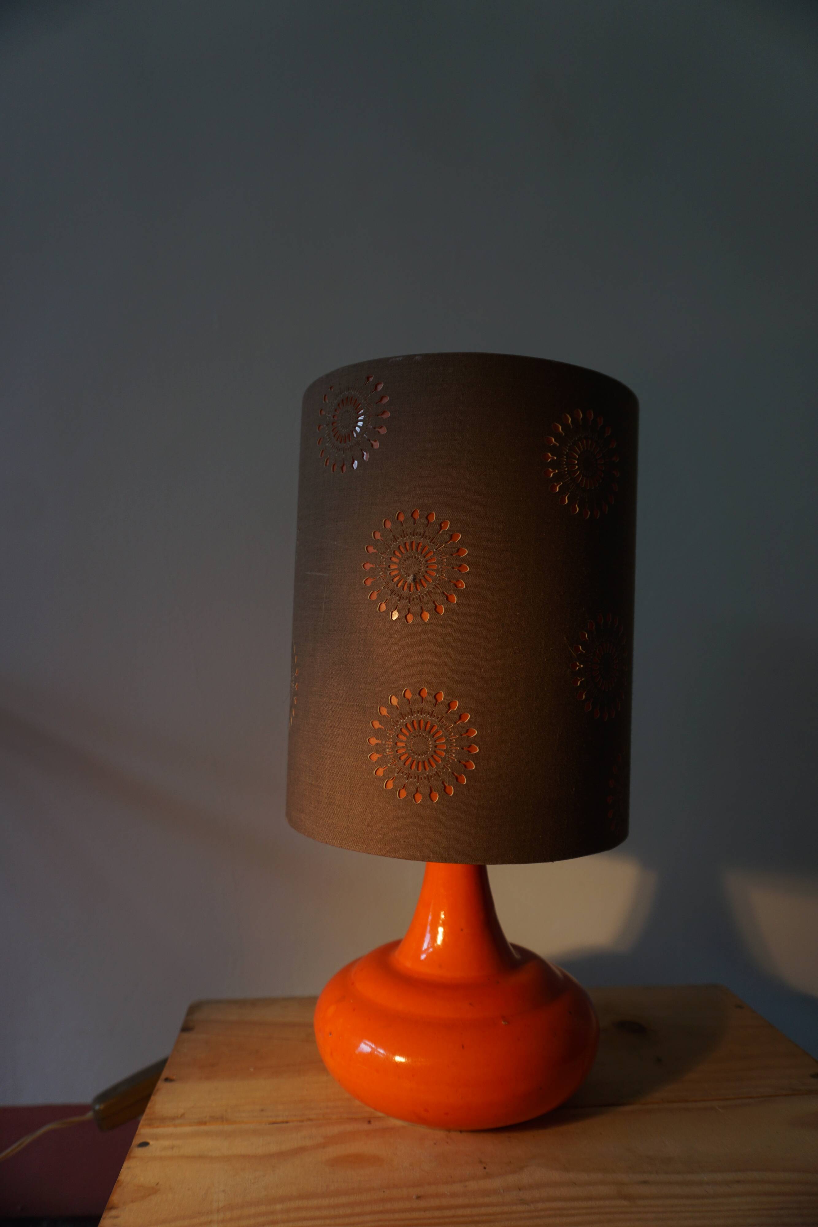 Orange ceramic lamp from the 70s