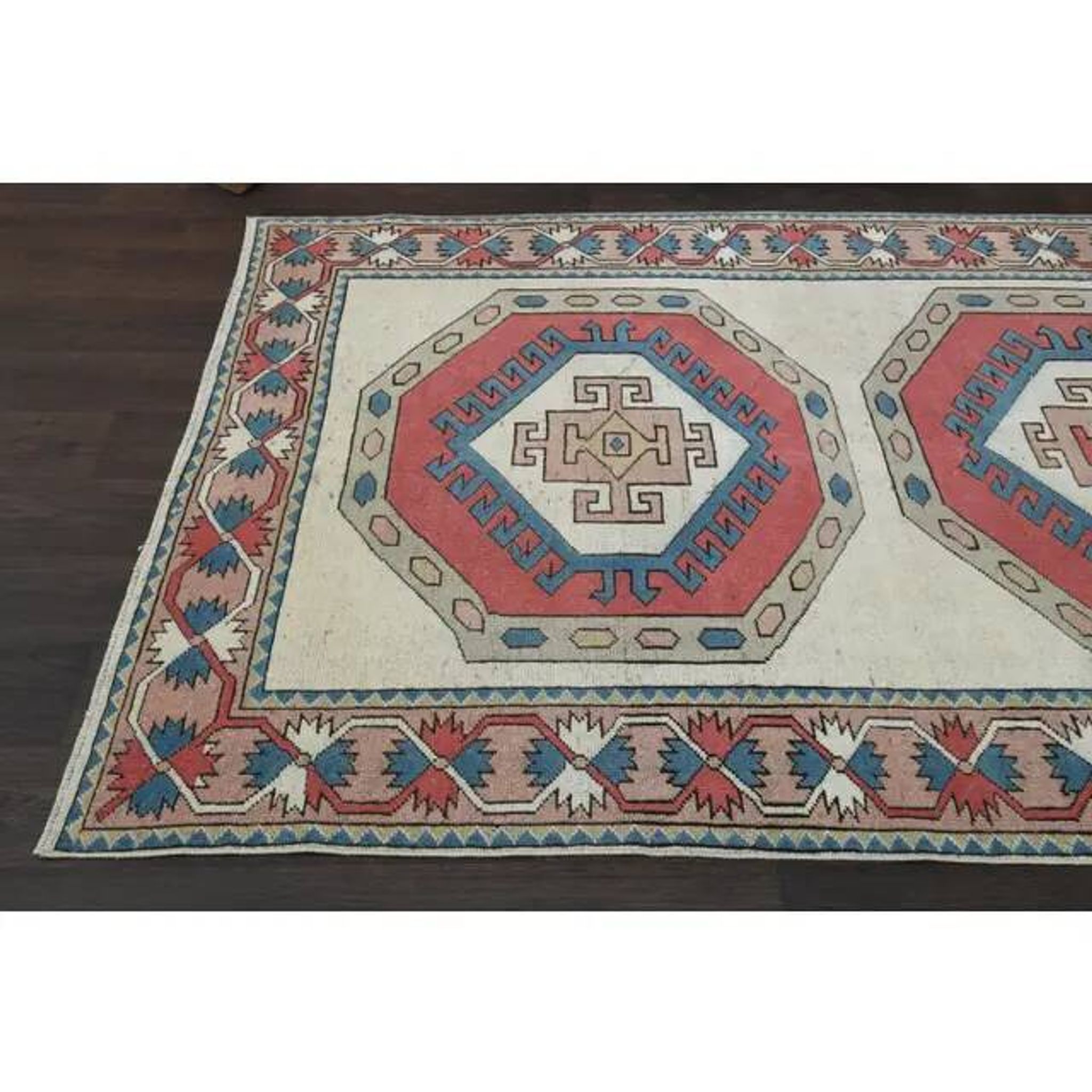 Vintage Turkish Oushak Handmade Wool Cotton Red Area Rug 150x218