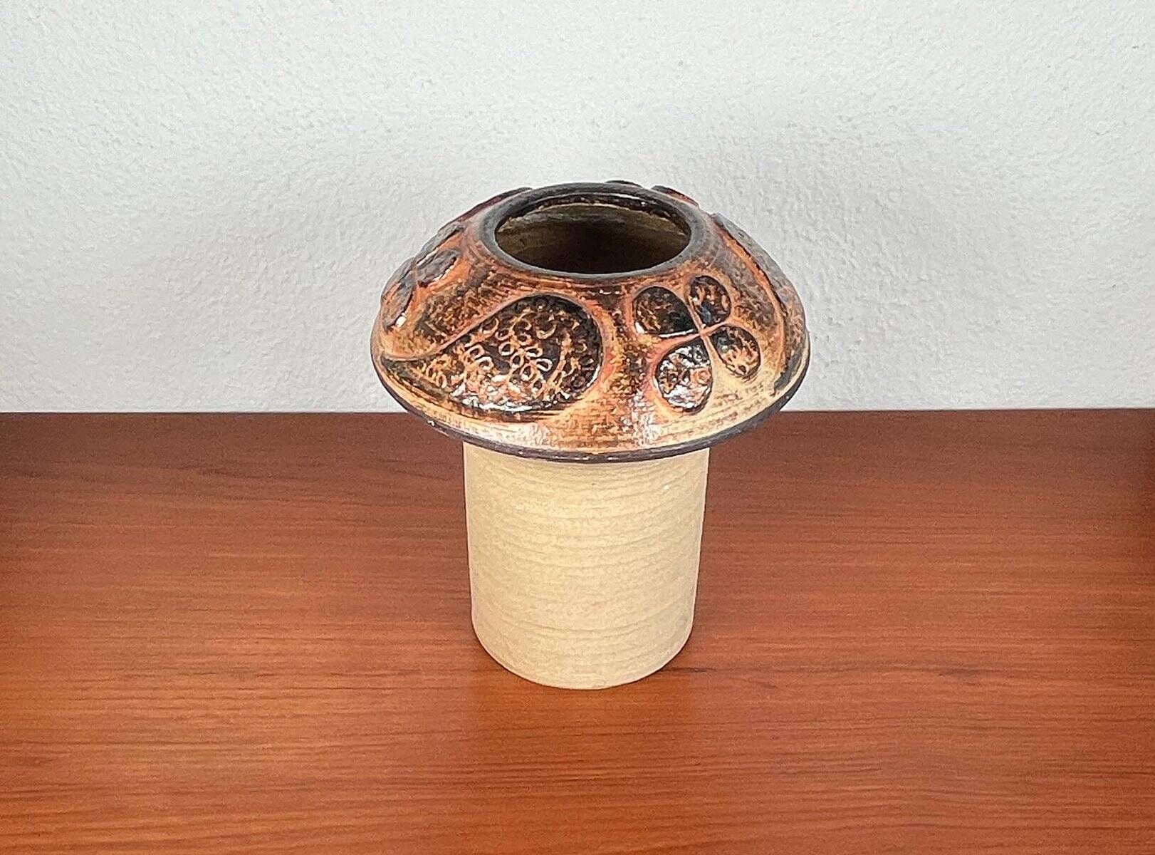 Mid-century modern stoneware mushroom vase by Haico Nitzsche for Søholm, 1960s.