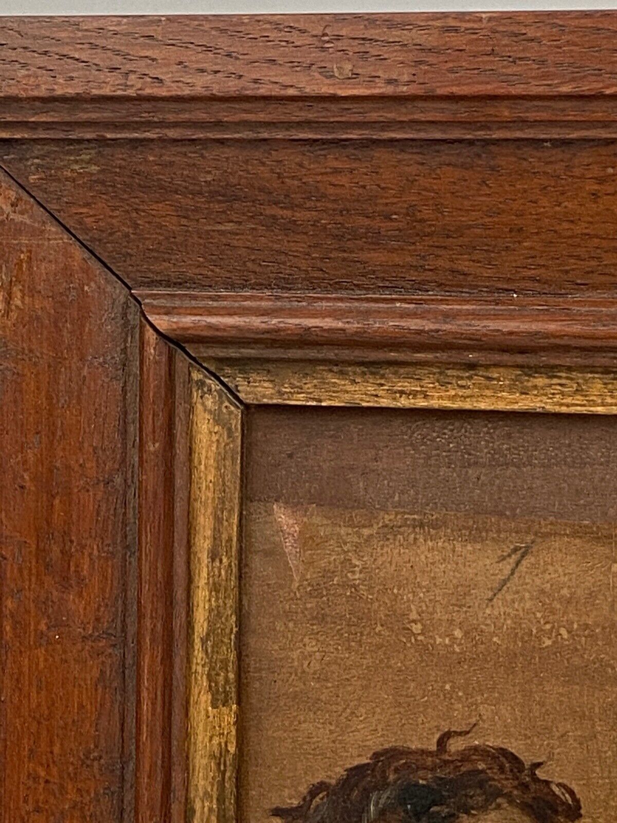 Oil on panel woman 3 faces in profile nineteenth frame wood e. jacob