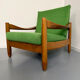 Lot of 2 vintage armchairs in solid oak with boucle fabric, Scandinavian design from the 70s.