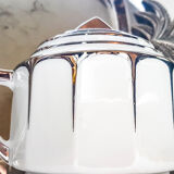 Service à café Limoges style art déco blanc et argent