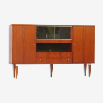 Vintage mid century high quality Danish design highboard buffet cabinet made of teak, 1960s