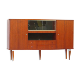 Vintage mid century high quality Danish design highboard buffet cabinet made of teak, 1960s