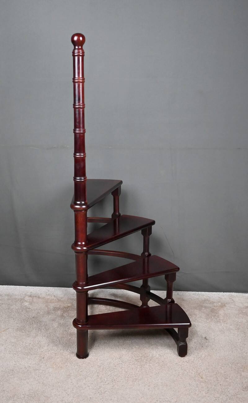 Library Staircase in Stained Beech – 20th Century