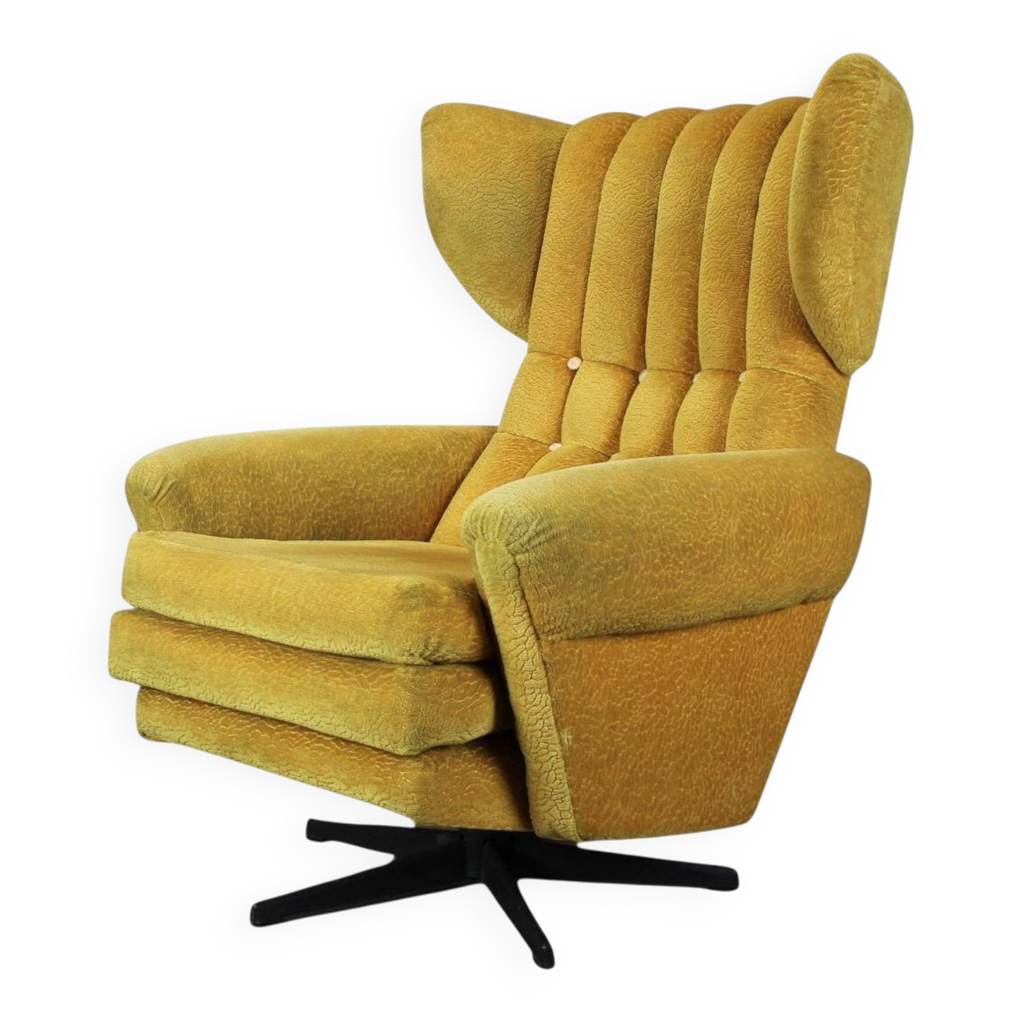 Mid-century style swivel wingback chair from the 1960s, Czechoslovakia