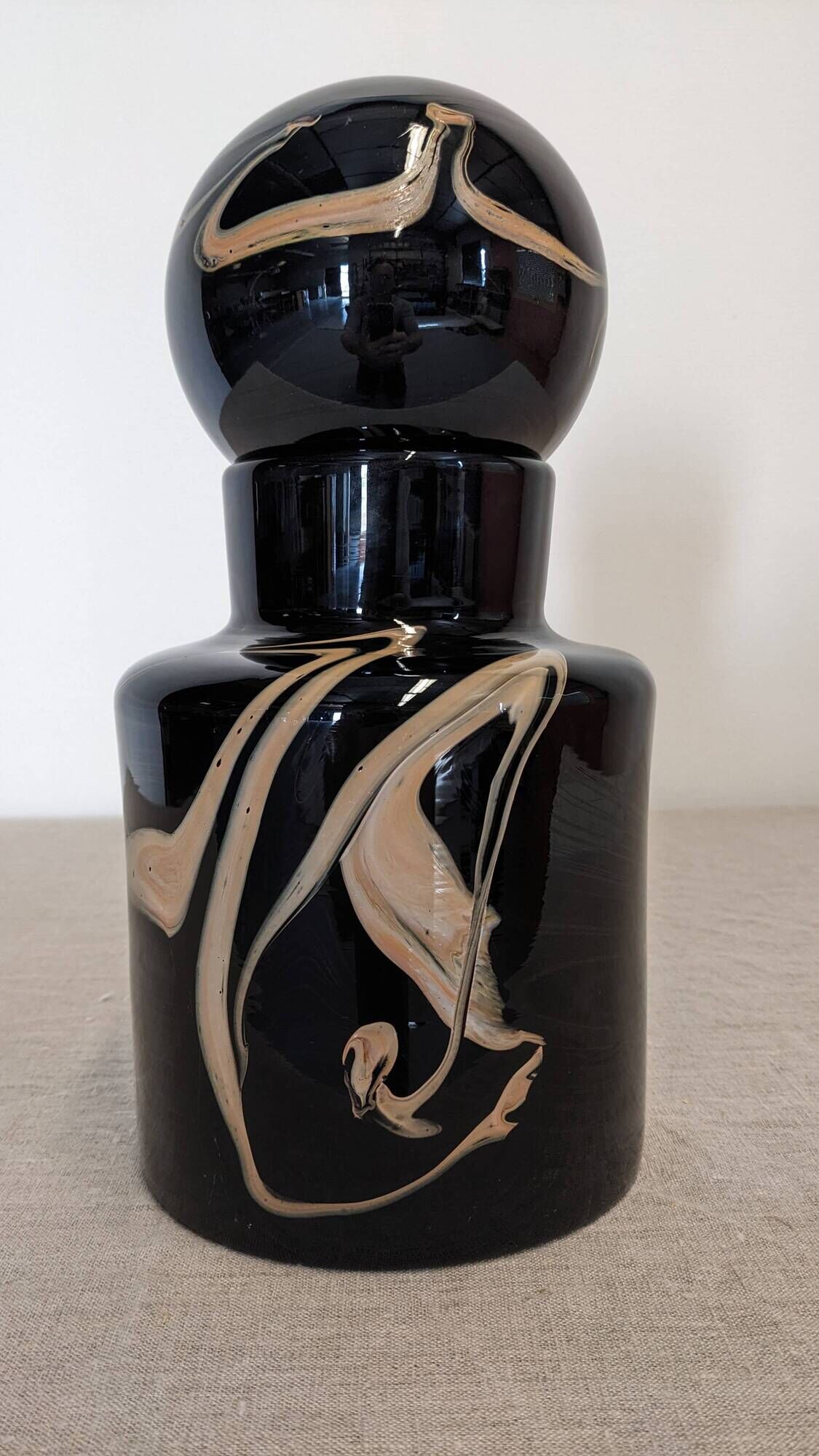 XL bottle or vase by Bob le Bleis for Maure Vieil glassworks circa 1970