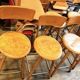 Vintage industrial workshop stool in wood, 1950s