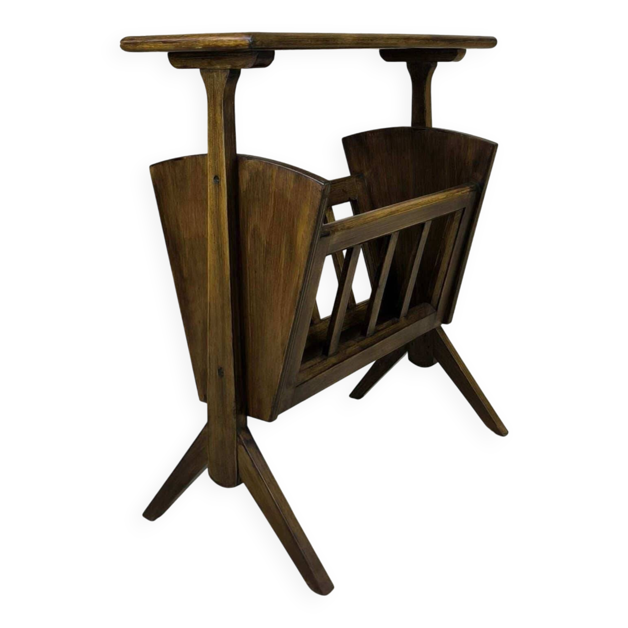 Wooden vintage magazine rack, shelf