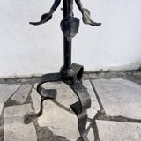 Black wrought iron fireplace tool set