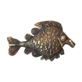 African paper press, bronze fish, 70s