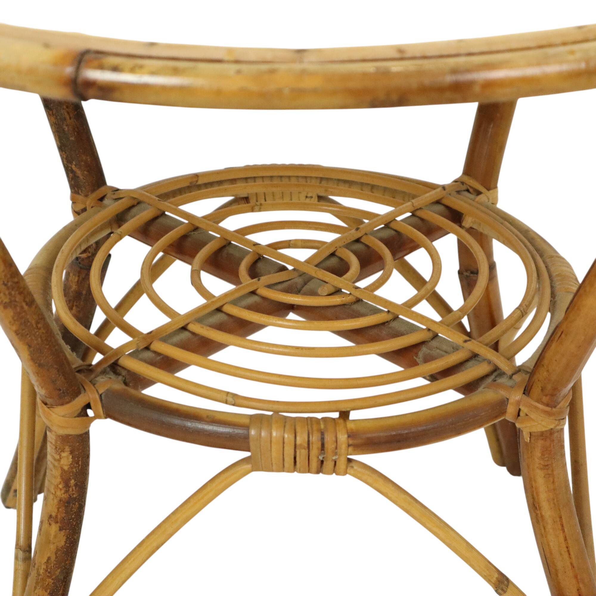 Vintage Set Rattan Chairs Armchairs Table Boho Design Sixties